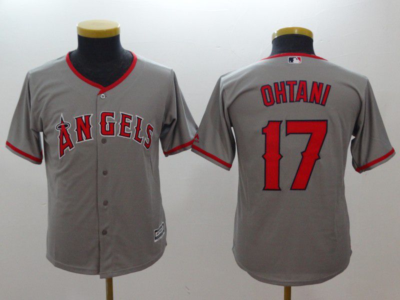 Youth Los Angeles Angels #17 Ohtani Grey MLB Jerseys